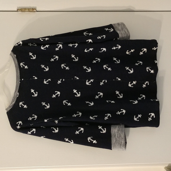 I.B. Diffusion Navy Blue Nautical Anchor 3/4 Sleeve French Terry Top Shirt Sz M - Picture 6 of 7